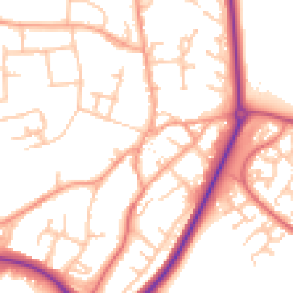 Daytime road noise heatmap for CV47 0HE