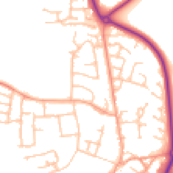 Daytime road noise heatmap for CV47 0JU