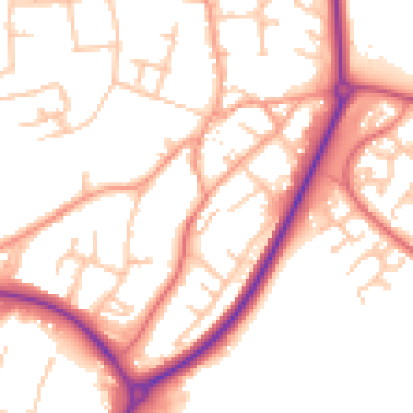 Daytime road noise heatmap for CV47 1NT