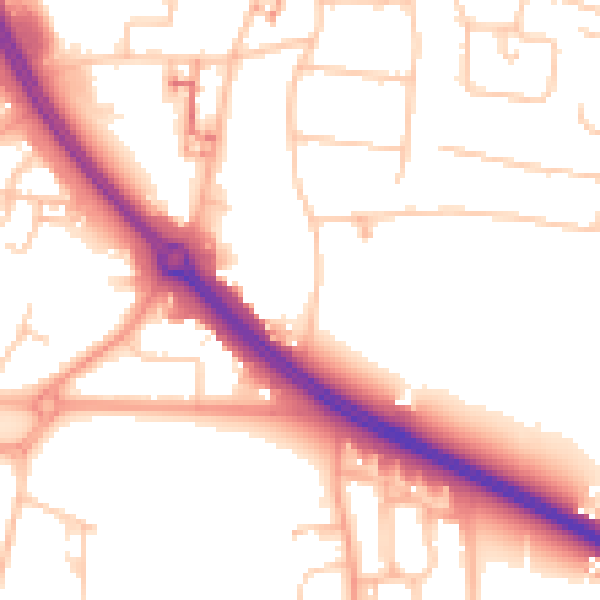 Daytime road noise heatmap for CV5 6AP