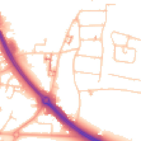 Daytime road noise heatmap for CV5 6AQ