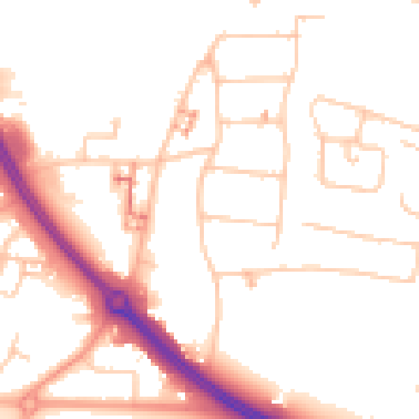 Daytime road noise heatmap for CV5 6AS