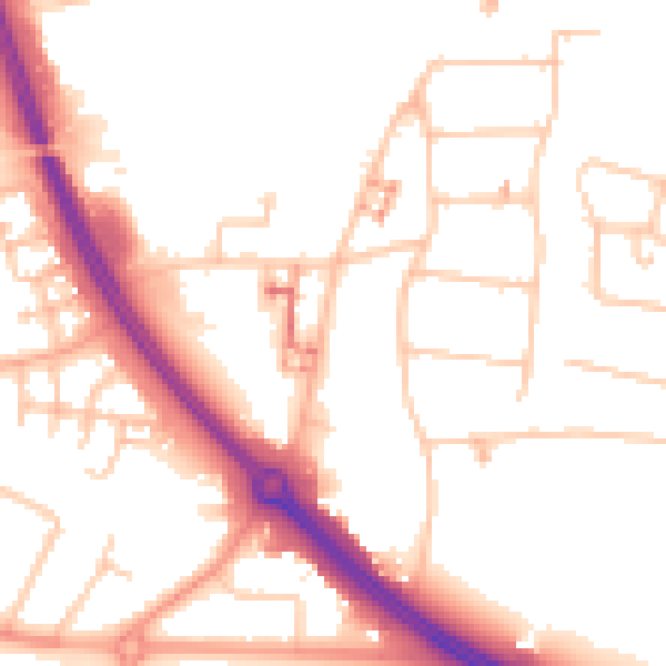 Daytime road noise heatmap for CV5 6BL