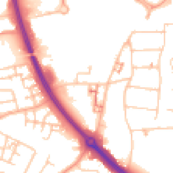 Daytime road noise heatmap for CV5 6BU