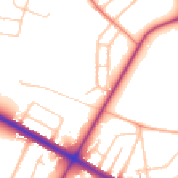 Daytime road noise heatmap for CV5 6BY