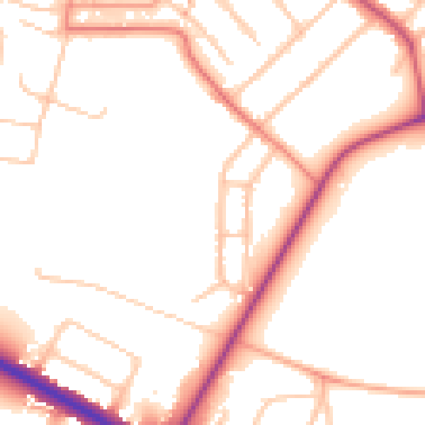 Daytime road noise heatmap for CV5 6BZ