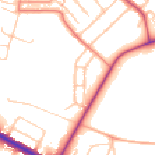 Daytime road noise heatmap for CV5 6DA