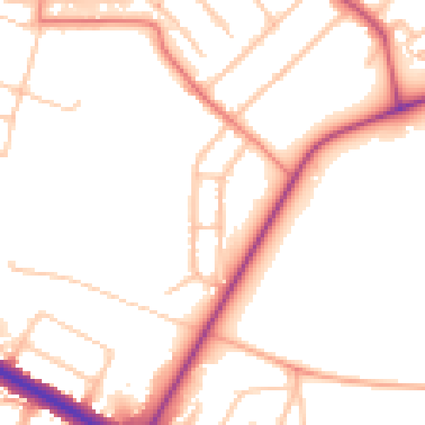 Daytime road noise heatmap for CV5 6DB