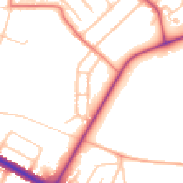 Daytime road noise heatmap for CV5 6DD