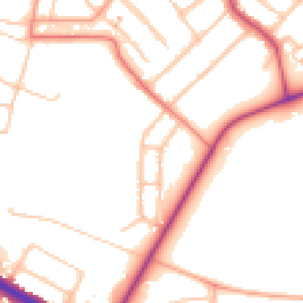 Daytime road noise heatmap for CV5 6DE