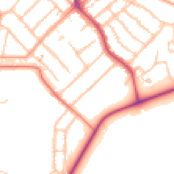 Daytime road noise heatmap for CV5 6DG