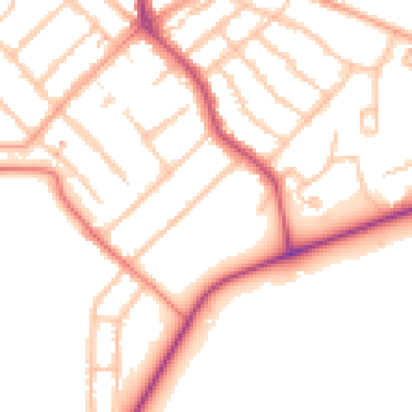 Daytime road noise heatmap for CV5 6DJ