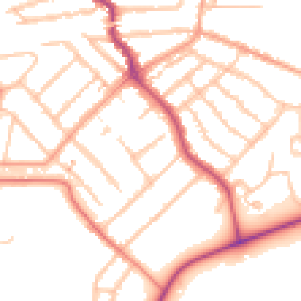 Daytime road noise heatmap for CV5 6DZ