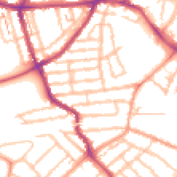 Daytime road noise heatmap for CV5 6LA