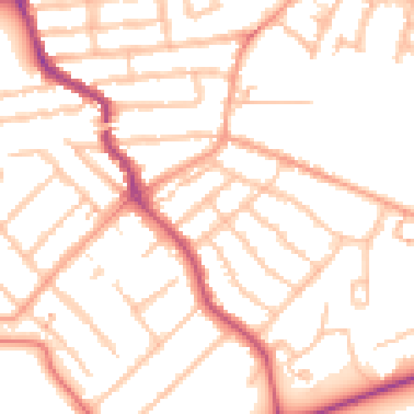 Daytime road noise heatmap for CV5 6NY