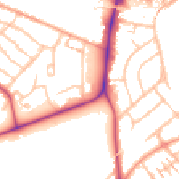 Daytime road noise heatmap for CV5 6PZ