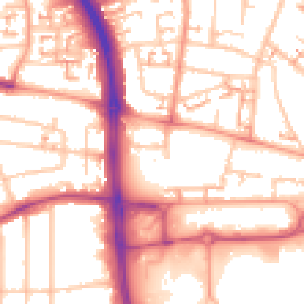 Daytime road noise heatmap for CV5 7AJ