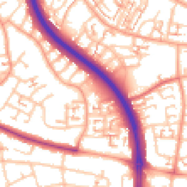 Daytime road noise heatmap for CV5 7HW