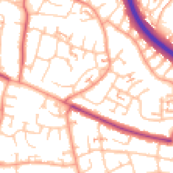 Daytime road noise heatmap for CV5 7JR