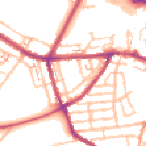 Daytime road noise heatmap for CV5 8DD