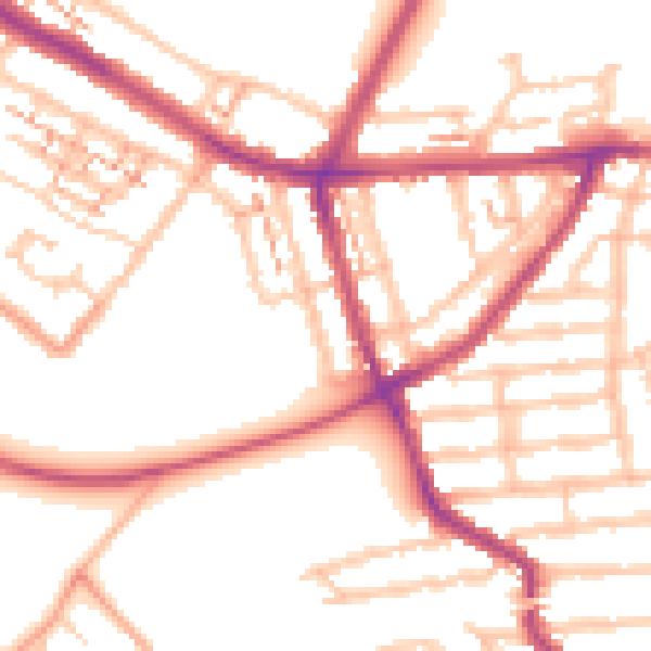 Daytime road noise heatmap for CV5 8DY