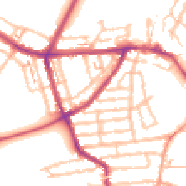 Daytime road noise heatmap for CV5 8NU