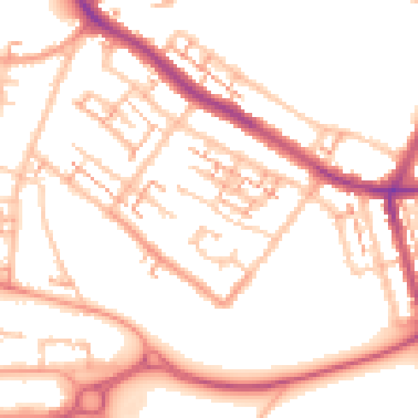 Daytime road noise heatmap for CV5 8PP