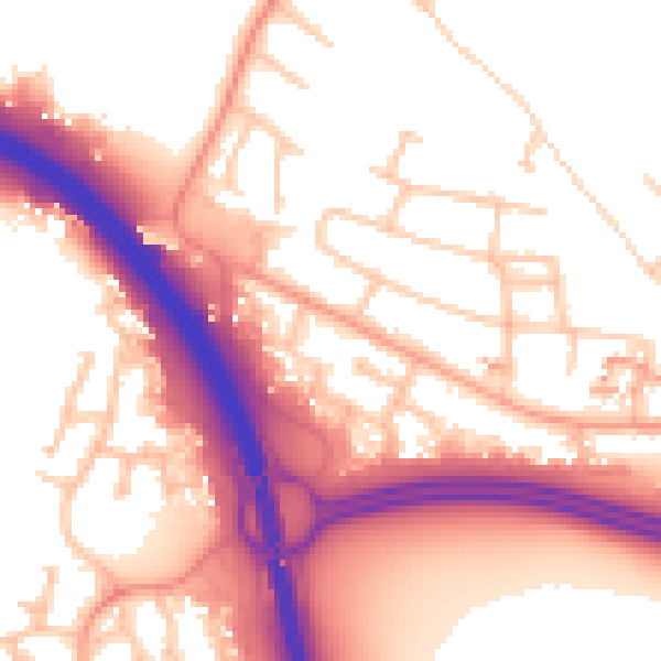 Daytime road noise heatmap for CV5 9BE