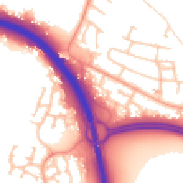 Daytime road noise heatmap for CV5 9BJ