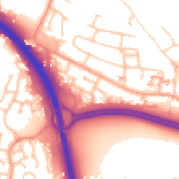 Daytime road noise heatmap for CV5 9BN