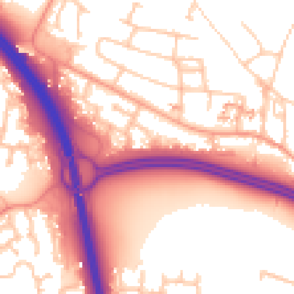 Daytime road noise heatmap for CV5 9BQ