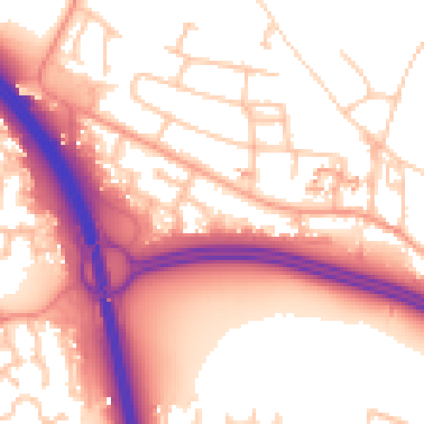 Daytime road noise heatmap for CV5 9BS