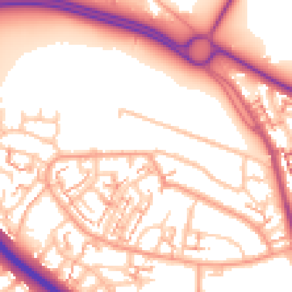 Daytime road noise heatmap for CV5 9NT
