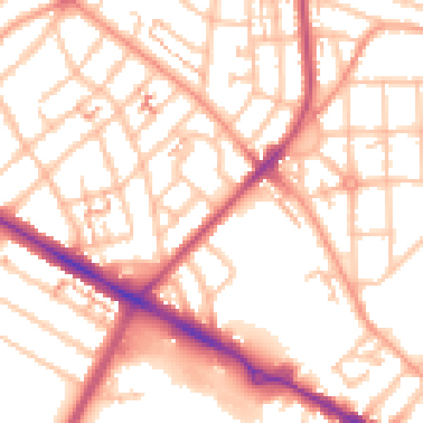 Daytime road noise heatmap for CV6 1AE