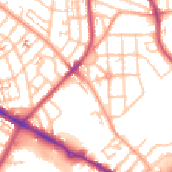Daytime road noise heatmap for CV6 1DU