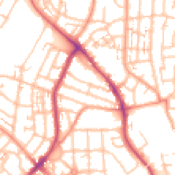 Daytime road noise heatmap for CV6 1NZ
