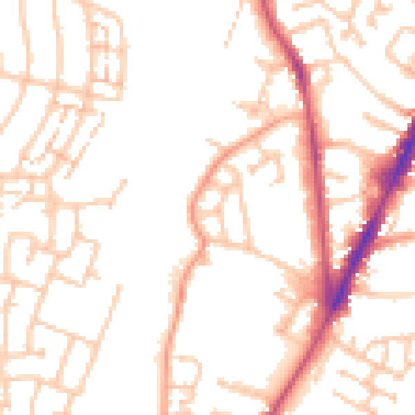 Daytime road noise heatmap for CV6 5PW