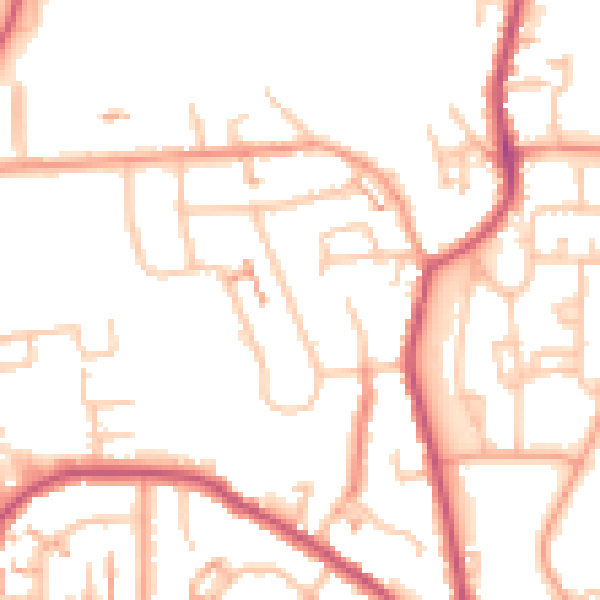 Daytime road noise heatmap for CV6 7DJ