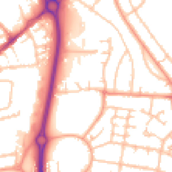 Daytime road noise heatmap for CV6 7NT