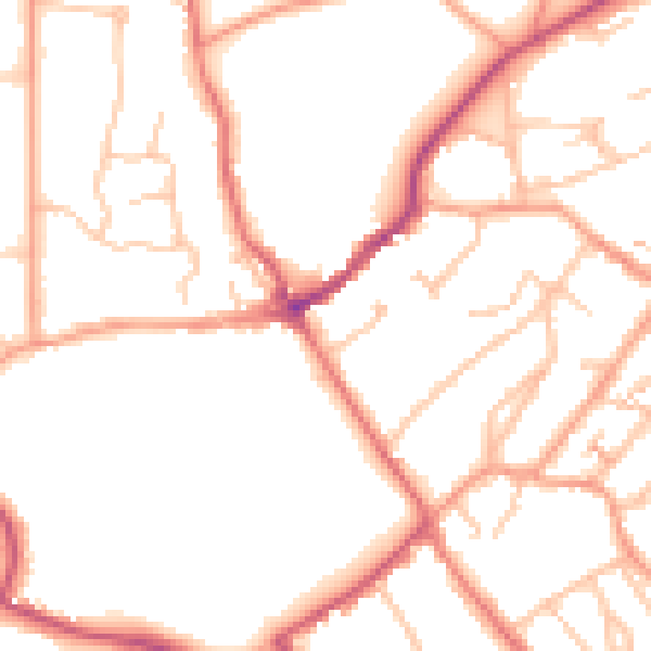 Daytime road noise heatmap for CV8 1BQ