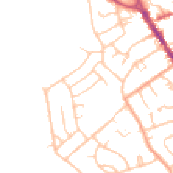 Daytime road noise heatmap for CV8 1DJ