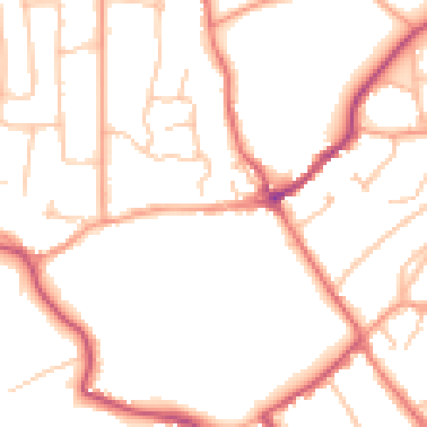 Daytime road noise heatmap for CV8 1LY