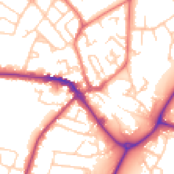 Daytime road noise heatmap for CW11 1AB