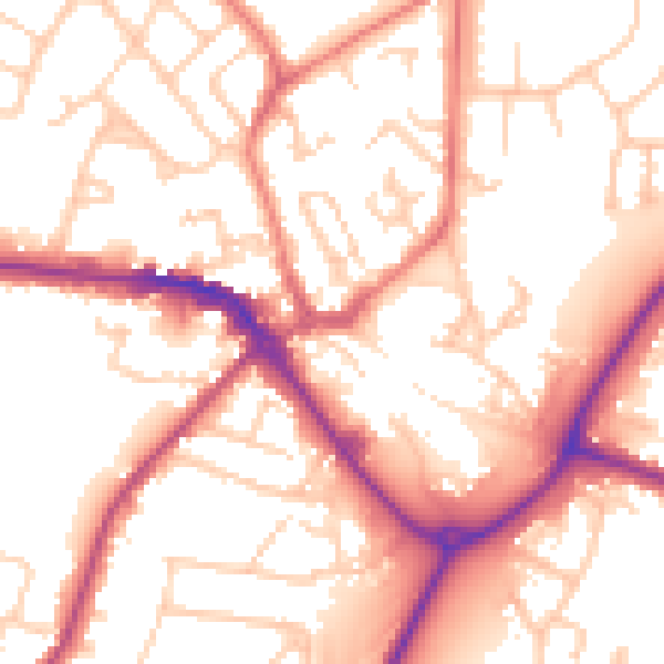 Daytime road noise heatmap for CW11 1AD