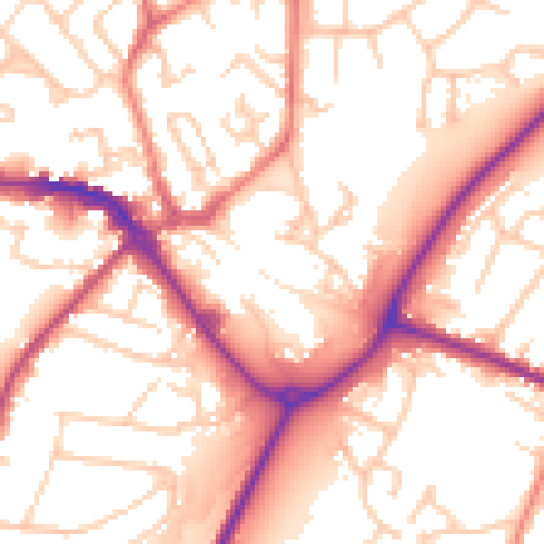 Daytime road noise heatmap for CW11 1AN
