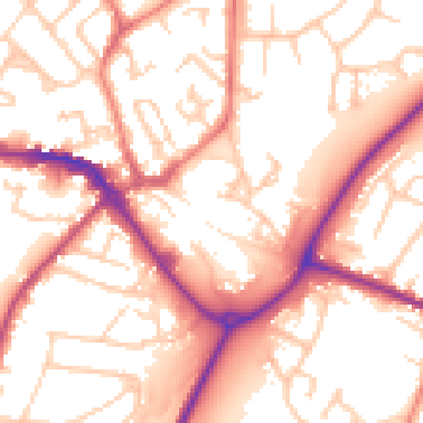 Daytime road noise heatmap for CW11 1AP