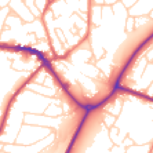 Daytime road noise heatmap for CW11 1AR