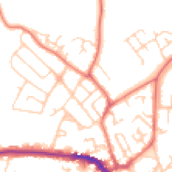 Daytime road noise heatmap for CW11 1BD
