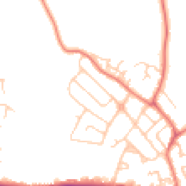 Daytime road noise heatmap for CW11 1BL