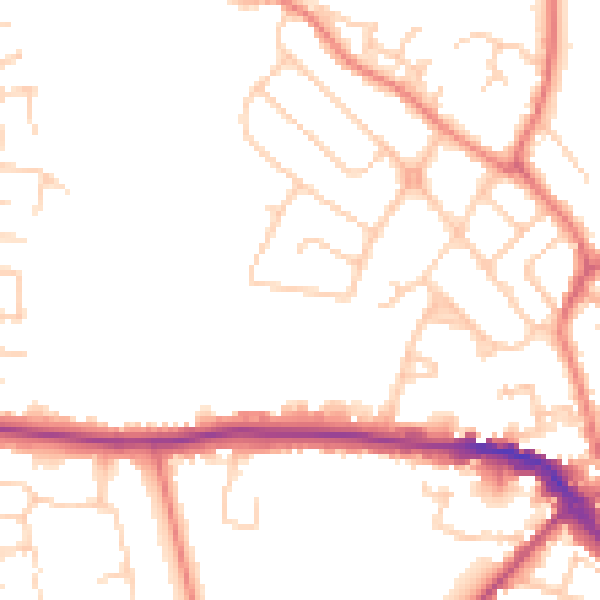 Daytime road noise heatmap for CW11 1BT